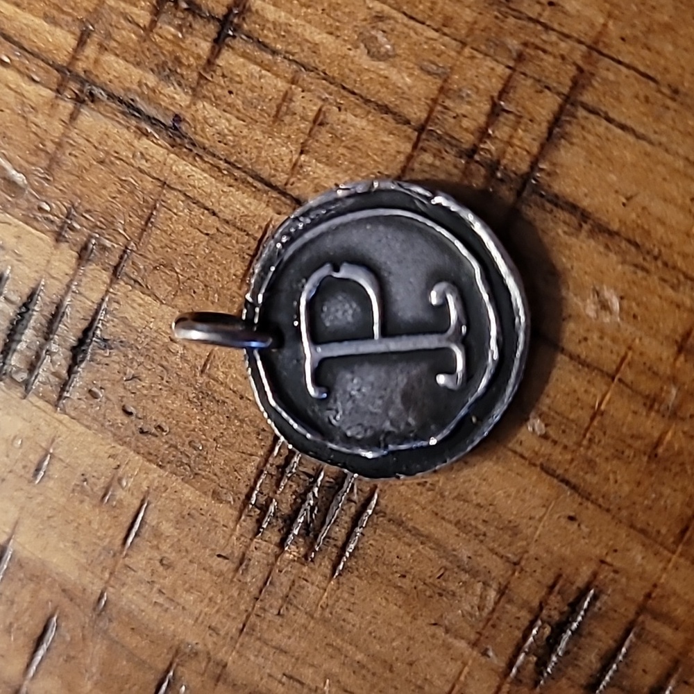 Sterling silver letter P charm/pendant, New.